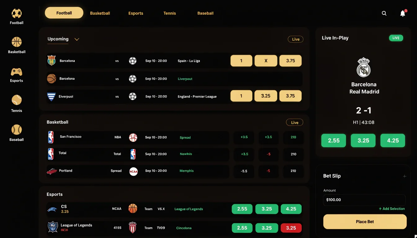Menace sportsbook — football, basketball and esports betting markets